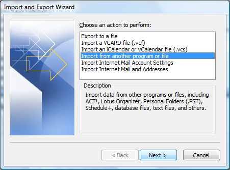Import from Program or File