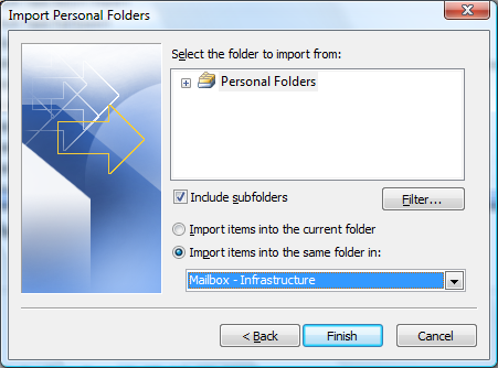 Finish Import into Current Folder