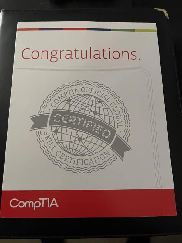 comptia project plus packet front