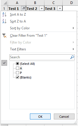 Excel Data Filter Select Blanks