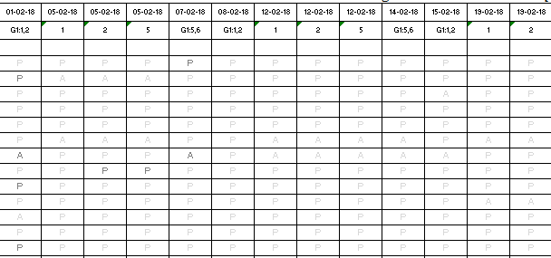 Excel Sample Table