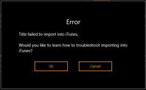 Failed Import iTunes Audible Windows 10