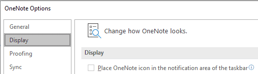 onenote options disable system tray icon